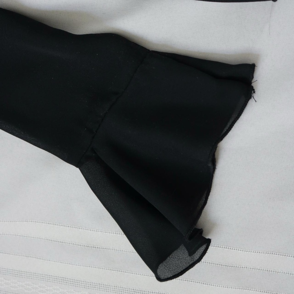 Black sheer mesh ruffle bell sleeve blouse - Picture 5 of 8